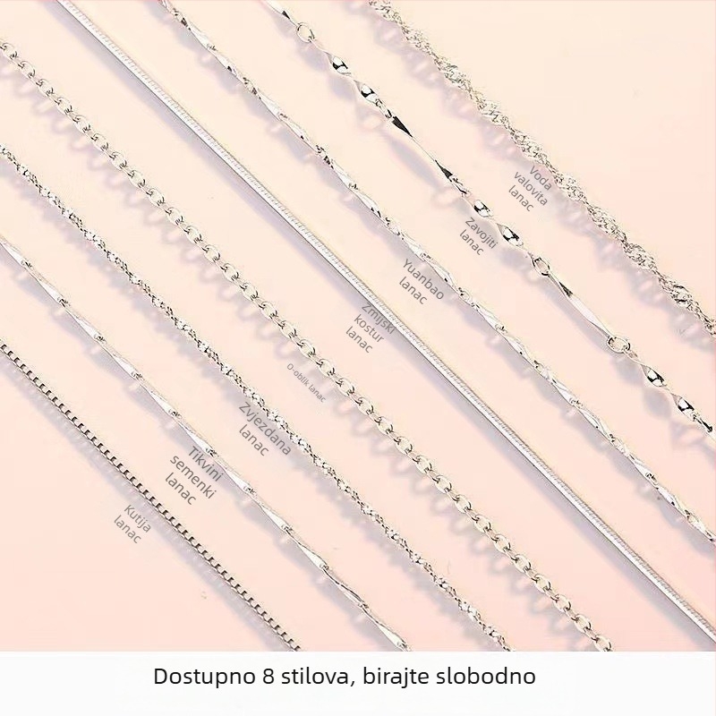 S925 srebrna ogrlica s valovitim lancem i O-oblikom križa, višeslojni dizajn, unisex