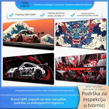 Velika gaming podloga za miš, prirodni kaučuk, protivklizna površina, toplinska transfer tisk, moguće tiskanje logotipa