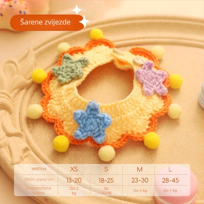 Ogrlica za kućne ljubimce s karikaturalnim uzorkom, vuneni materijal, univerzalno za mačke i pse, za sve sezone