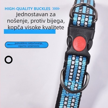 Prilagodljiv ogrlica i povodac za pse – za male, srednje i velike pse, poliester, uzorak blok boja