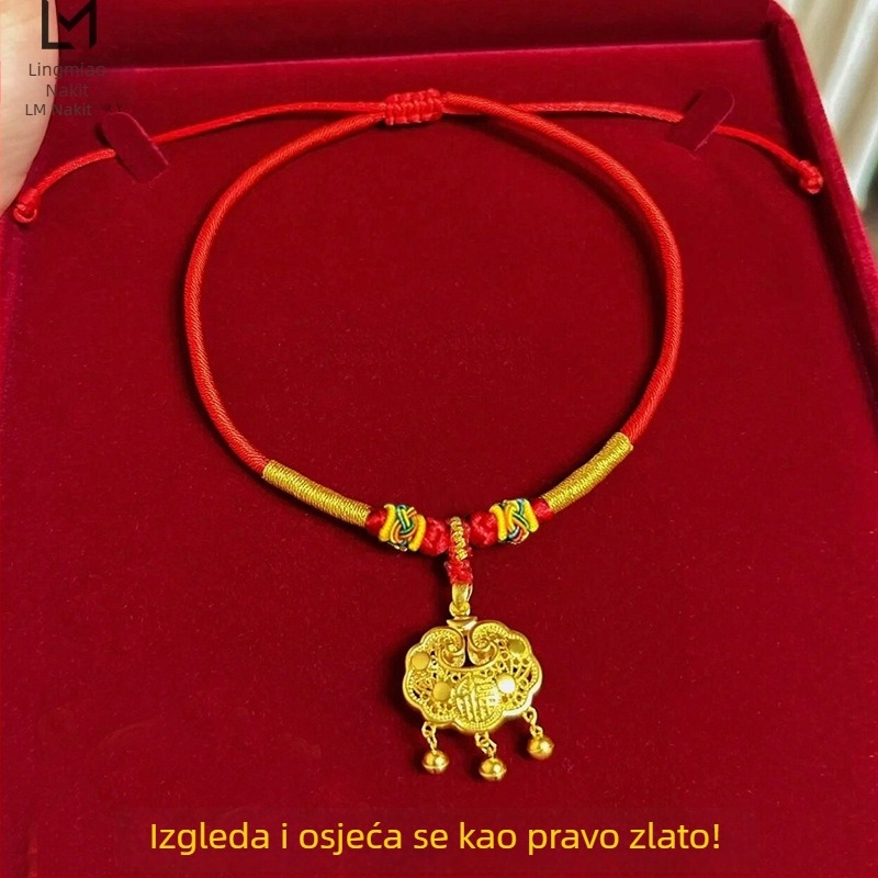 Dječji lančić s privjeskom od legure, ogrlica tipa kolar, kineski stil, umjetnički retro