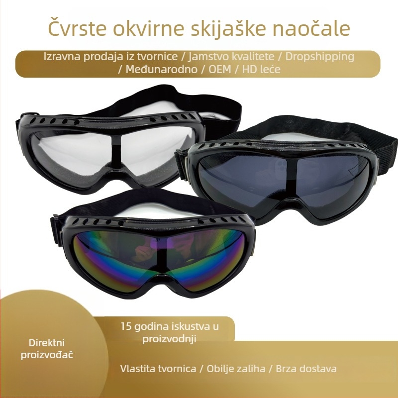 Skije naočale GH-883, PC okvir, debljina leće 1.8 mm, propusnost svjetla 98.98%, prozirne leće