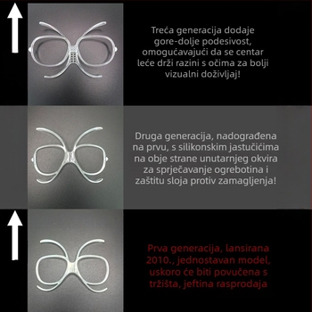 Skijaške naočale s unutarnjim okvirom TR90 za adapter kratkovidnosti, podesive, zaštita očiju za odrasle