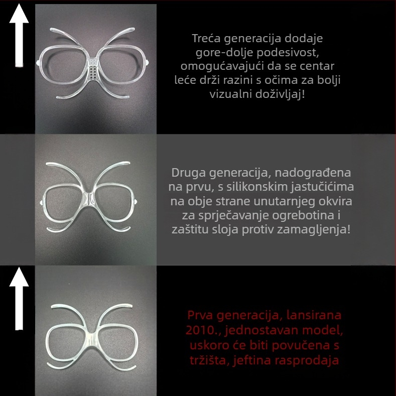 Skijaške naočale s unutarnjim okvirom TR90 za adapter kratkovidnosti, podesive, zaštita očiju za odrasle