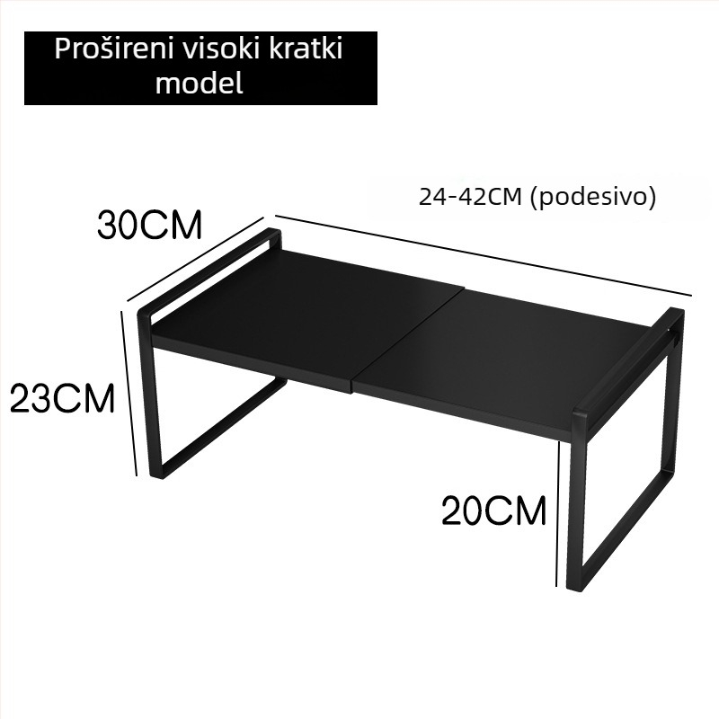 Metalni stolni regał za povećanje visine, ultra uski profil, dvostruki sustav za pohranu na radnom stolu