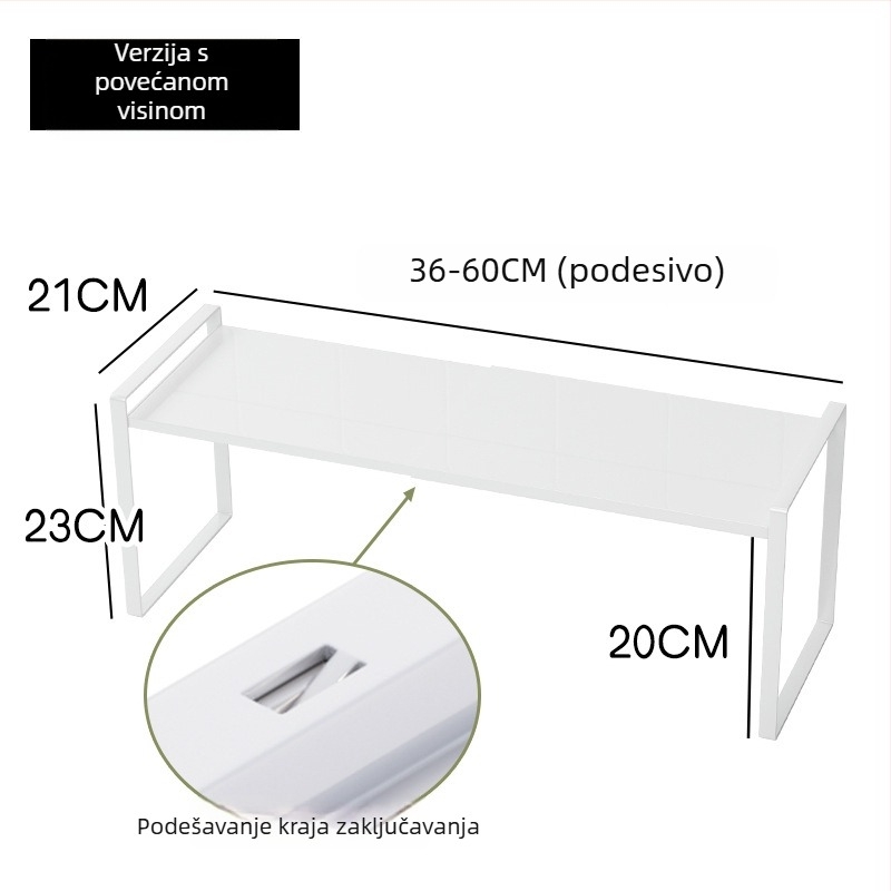 Metalni stolni regał za povećanje visine, ultra uski profil, dvostruki sustav za pohranu na radnom stolu