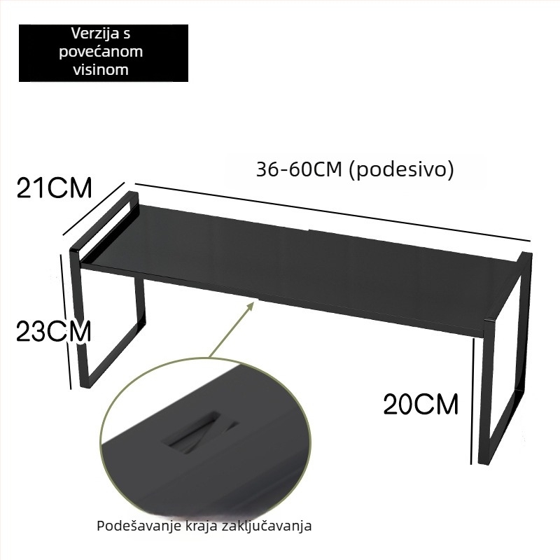 Metalni stolni regał za povećanje visine, ultra uski profil, dvostruki sustav za pohranu na radnom stolu
