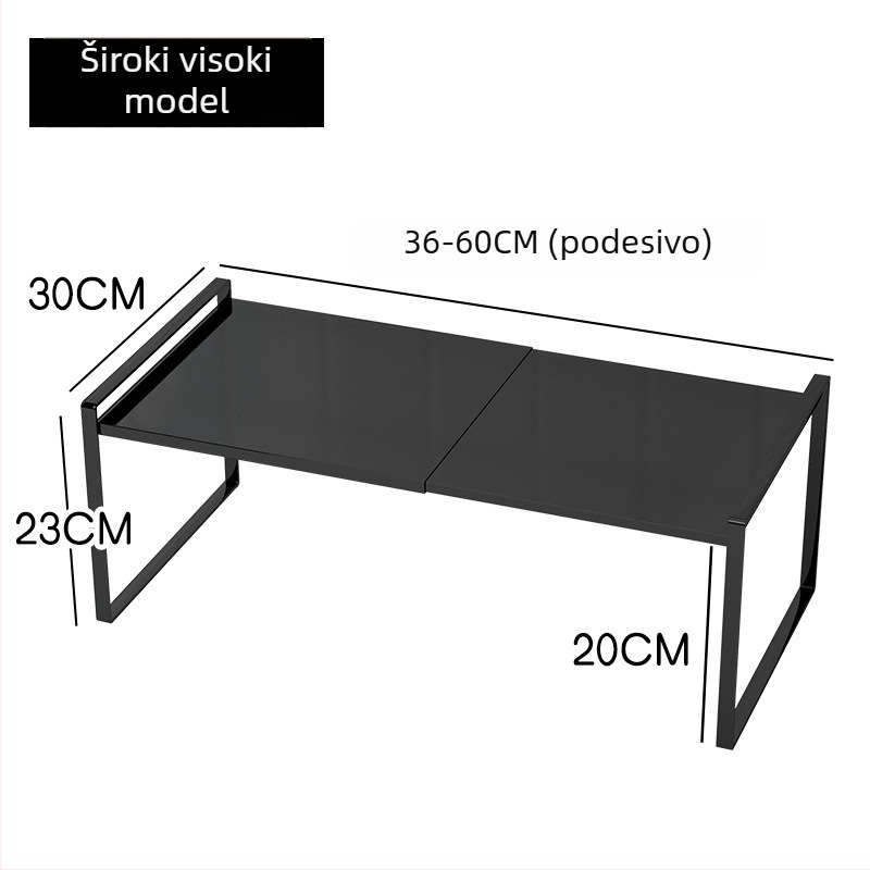 Metalni stolni regał za povećanje visine, ultra uski profil, dvostruki sustav za pohranu na radnom stolu