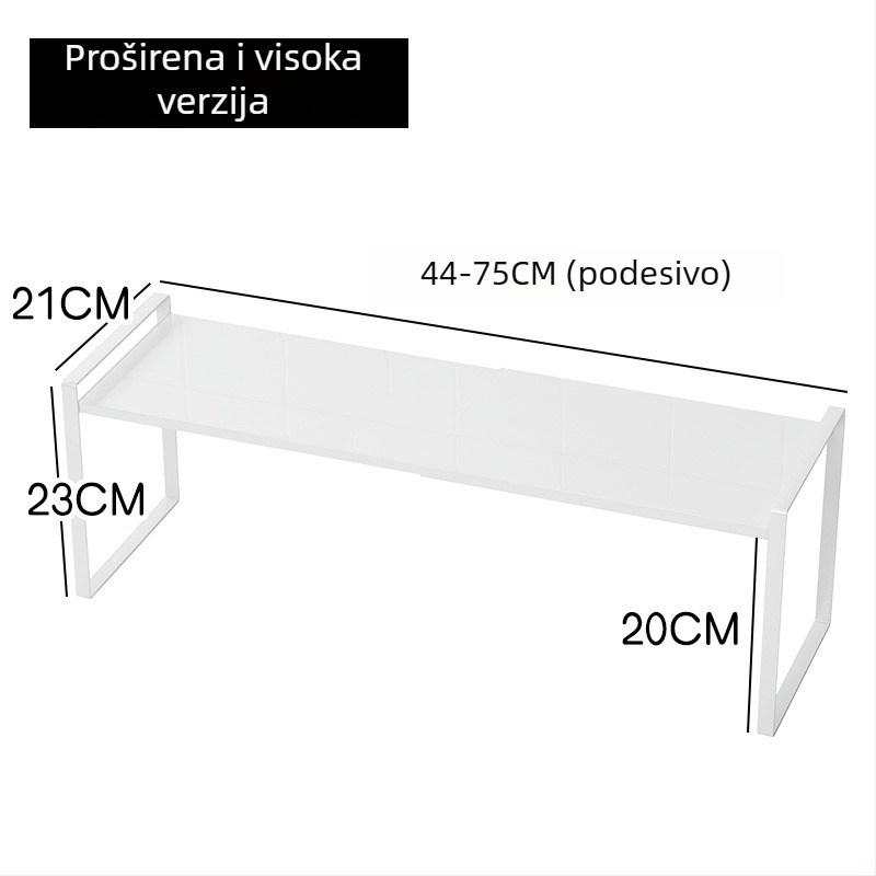 Metalni stolni regał za povećanje visine, ultra uski profil, dvostruki sustav za pohranu na radnom stolu