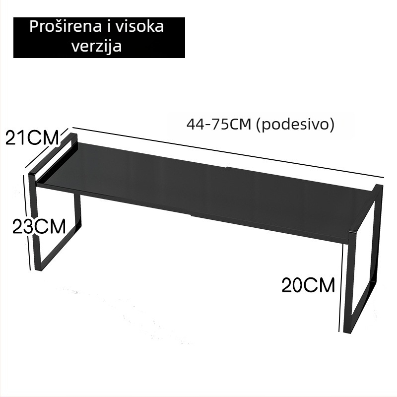 Metalni stolni regał za povećanje visine, ultra uski profil, dvostruki sustav za pohranu na radnom stolu