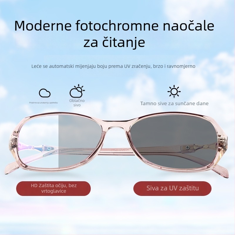 Ženski inteligentni fotosenzitivni progresivni čitalački naočale s promjenom boje, ultralakih, UV zaštita i zaštita od plavog svjetla