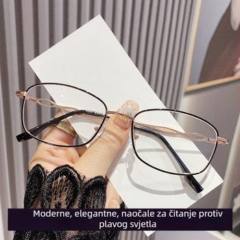 Ženske naočale za čitanje s zaštitom od plavog svjetla, metalni puni okvir, kvadratni stil, za odrasle