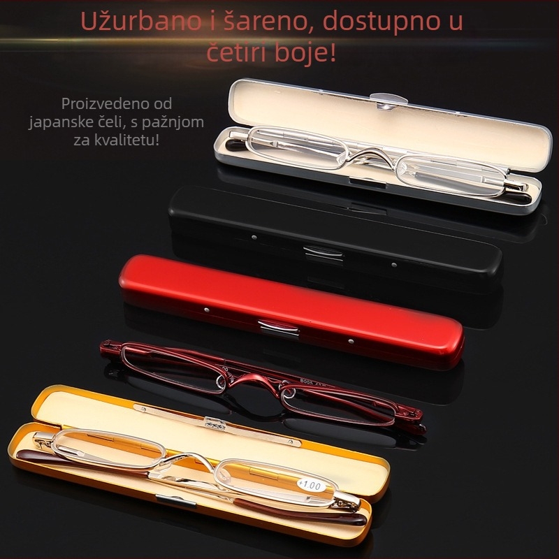 Naočale za čitanje za presbiopiju s lećama od smole, anti-plavo svjetlo, potpuno metalni okvir, ovalni oblik, elegantan minimalistički stil