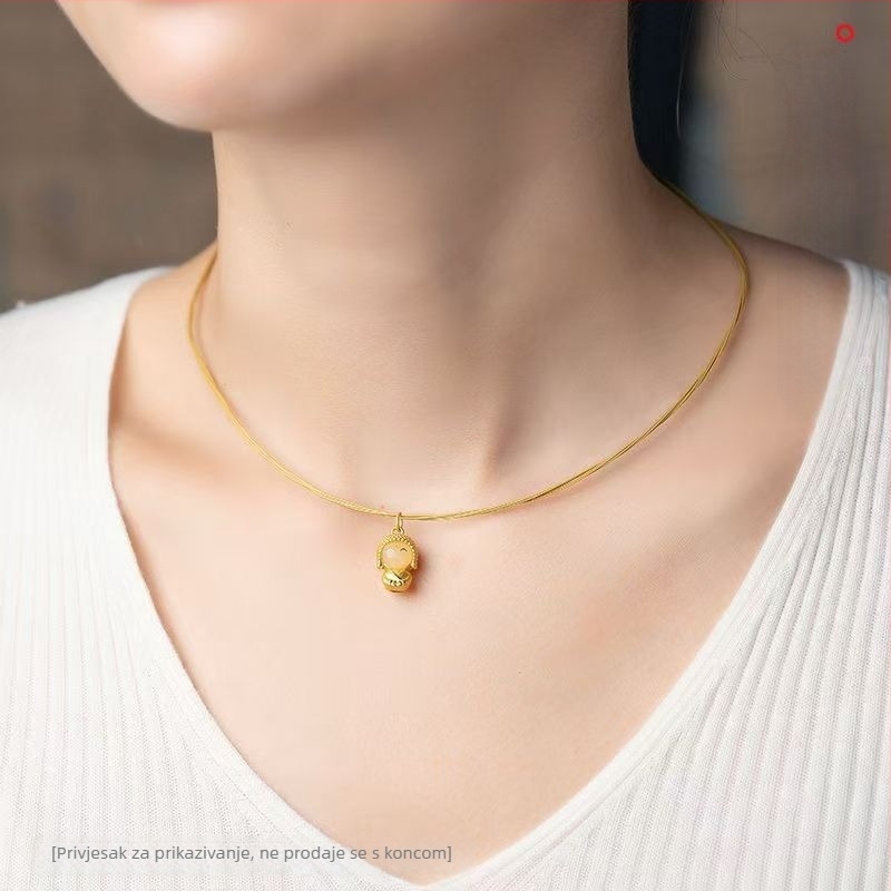 Ovratnička ogrlica, geometrijska, višeslojna od nehrđajućeg čelika, sa zmijskim lancem i privjeskom od titan čelika