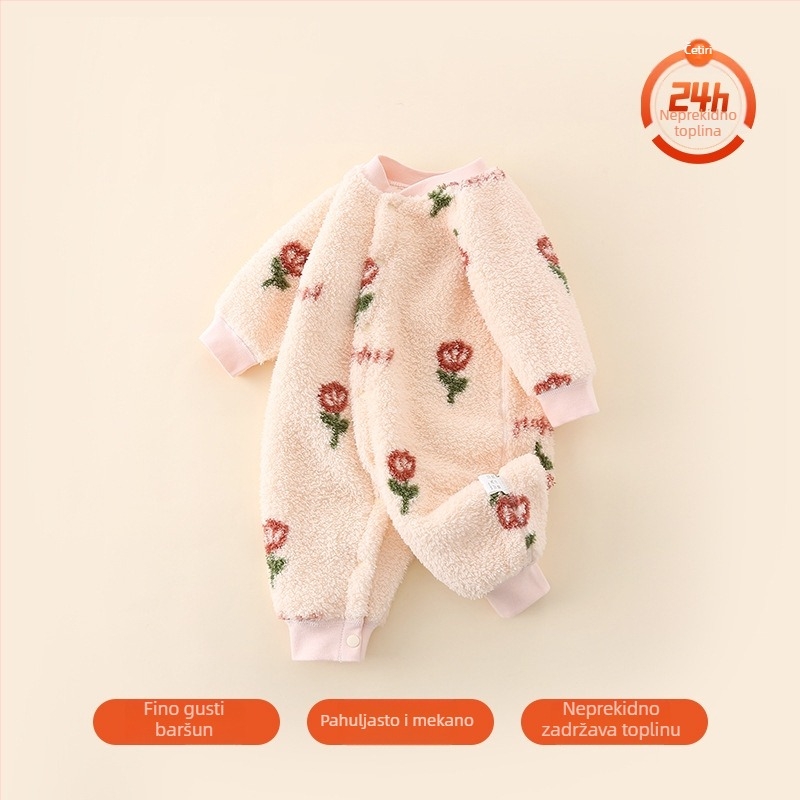 Novorođenički zimski onesie, topao, bezkostni dizajn, 100% poliester, dugi rukav, korejska verzija
