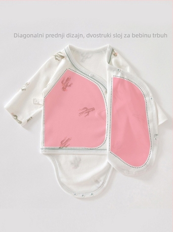 Unisex beba romper s dugim rukavima od 100% pamuka, dij diagonalno zatvaranje
