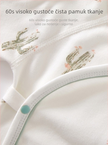Unisex beba romper s dugim rukavima od 100% pamuka, dij diagonalno zatvaranje