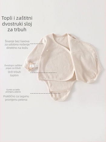 Unisex jednodijelni romper s diagonálnim ovratnikom, skrivenim zatvaranjem na kopčama, dugi rukavi, materijal: 95% pamuk, pliš-pamuk, pogodan za sve sezone