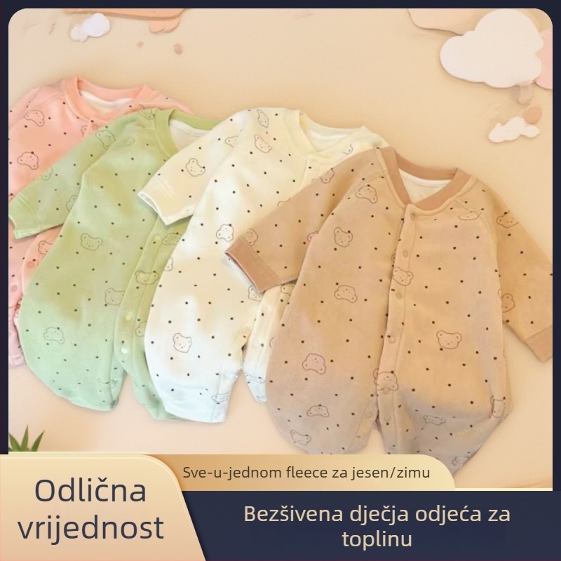 Beba kombinezon s flecom za jesen-zimu, unisex, dugi rukavi, poliester 95%, bez kapuljače, za novorođenčad (0–12 mjeseci)