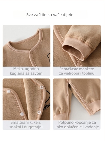 Dječji reverzibilni flis kombinezon, unisex, dugi rukavi, prednje zatvaranje, debeli poliester flis