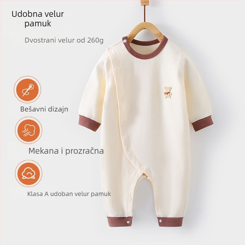 Overal za novorođenčad i djecu, dugi rukavi, prednje kopčanje, Shu velvet pamuk 95,6%, za sve sezone.