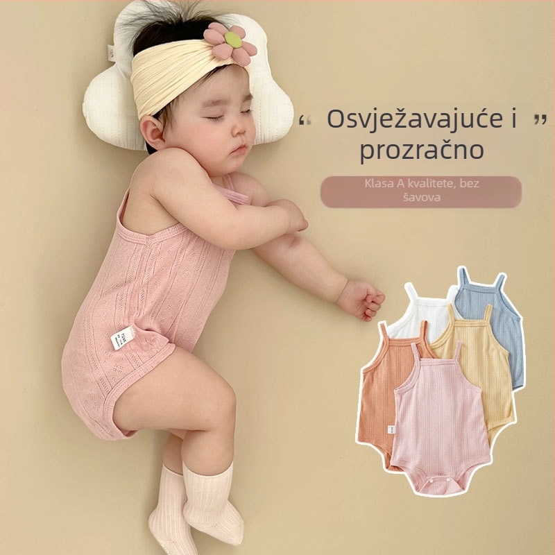 Unisex bebi overal, 100% pamuk, tanak, bez rukava, ljeto