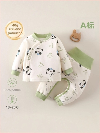 Dječji dvodijelni pajama set s 40 g punila, 100% pamuk, dugi rukavi, bez kapuljače, za novorođenče