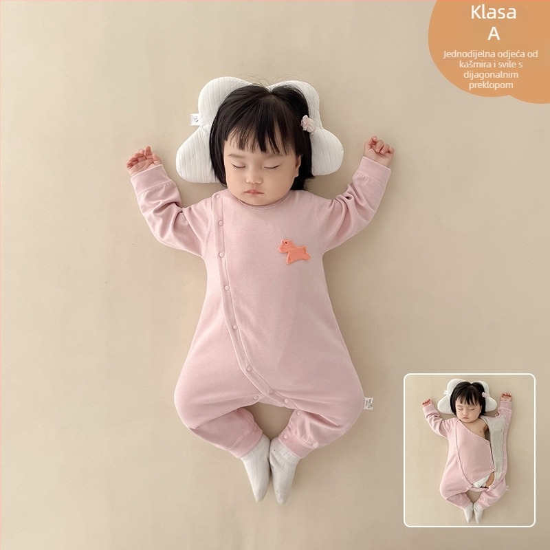 Kombinezon za bebe za jesen-zimu, debeli materijal, 100% drugi materijal, dugi rukav, bez kapucnje, unisex