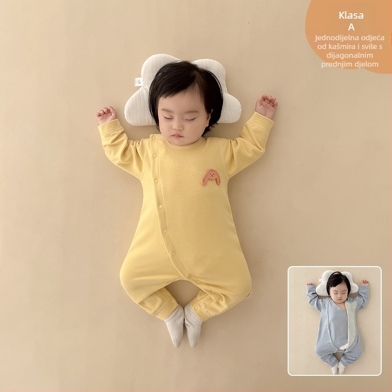 Kombinezon za bebe za jesen-zimu, debeli materijal, 100% drugi materijal, dugi rukav, bez kapucnje, unisex