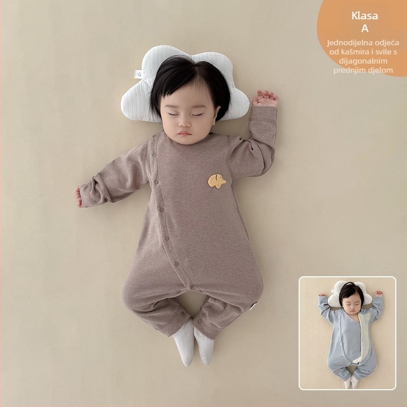 Kombinezon za bebe za jesen-zimu, debeli materijal, 100% drugi materijal, dugi rukav, bez kapucnje, unisex