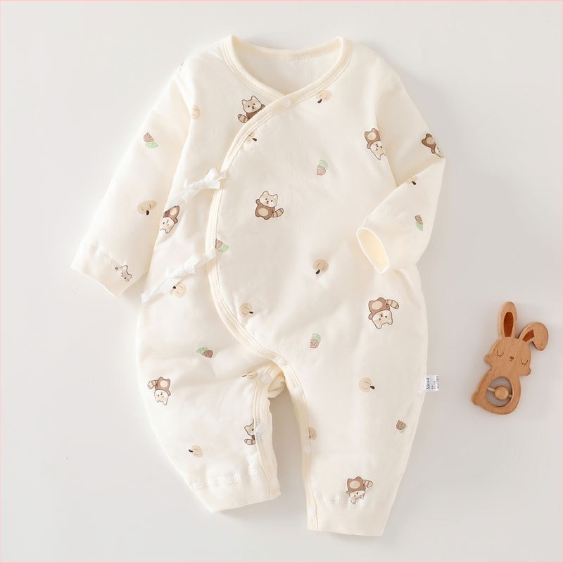 Dječji pamučni podstavljeni kombinezon s naramenicama, leptir dizajn, dugi rukavi, 100% pamuk, pogodan za proljeće, jesen i zimu