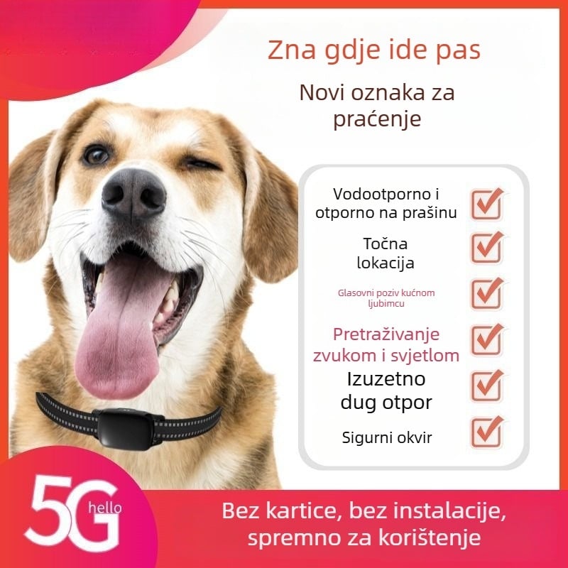 Ovratnik za lociranje kućnih ljubimaca sa satelitskim udaljenim praćenjem, protiv gubitka, Android-kompatibilan