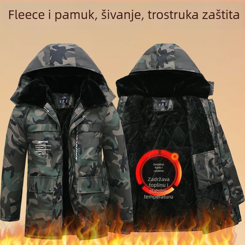 Muška pamučna jakna s debelom izolacijom, zatvarač, poliester punjenje, bez kapulje