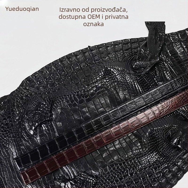 Muški remen od prave krokodilske kože s automatskim kopčanjem, poslovni/univerzalni stil; širina iznad 4 cm; materijal: prirodna koža; tekstura: koža krokodila; marka: yueduo