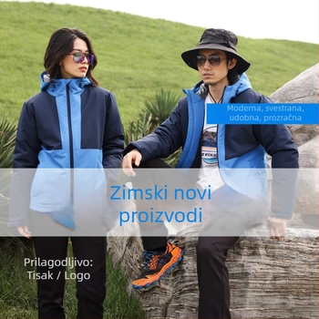 Debeli pamučni kaput s kapuljom i zatvaračem, punilo od imitacije svile, vanjska tkanina poliester, podstava od pamuka