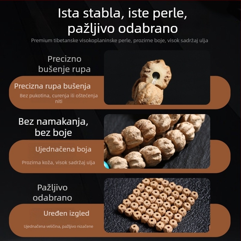 Set od 108 perli sjemena ploda strasti, ogrlica i narukvica, 8 mm, višećelni, prirodni stil, budističke molitvene perle