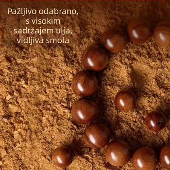 Drveni narukvica s Budinim perlama, prirodni stil, unisex; ručno rađene perle, 12 komada