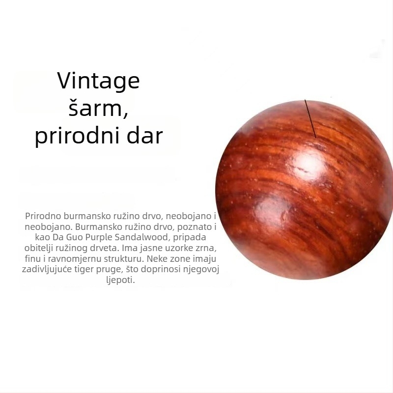 Drveni narukvica s Budinim perlama, prirodni stil, unisex; ručno rađene perle, 12 komada
