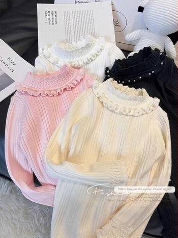 Dječji pleteni pulover s okruglim izrezom, dugi rukavi, modalna tkanina, korejski stil