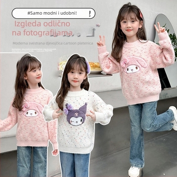 Dječji pulover za djevojčice, korejski stil, dugi rukav, karikatura uzorak