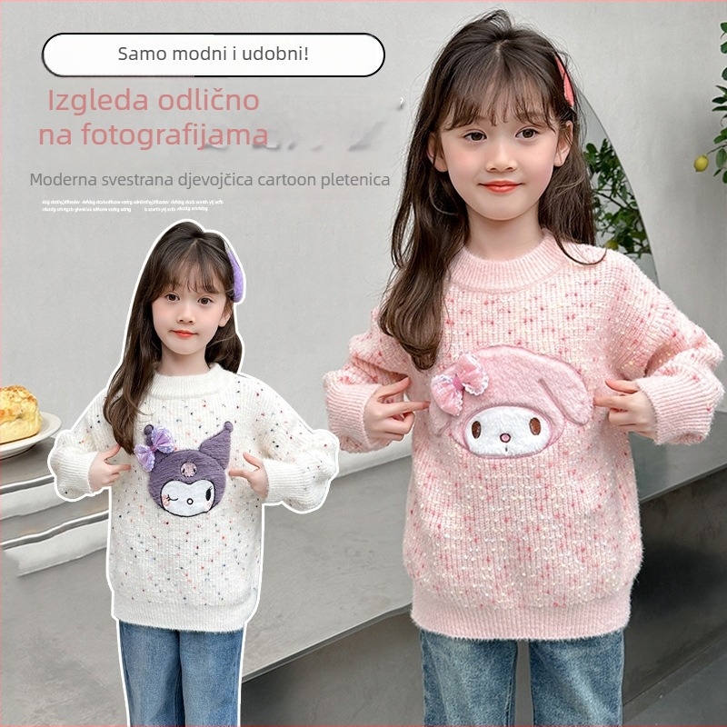 Dječji pulover za djevojčice, korejski stil, dugi rukav, karikatura uzorak