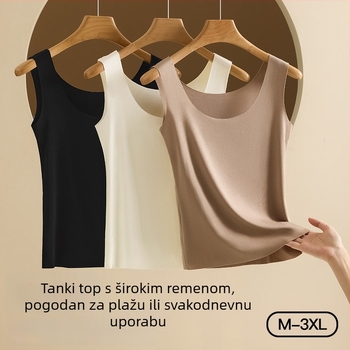 Ljetni Modal bezšivni top za žene, jednostavan osnovni komad, s naramenicama, plus veličina