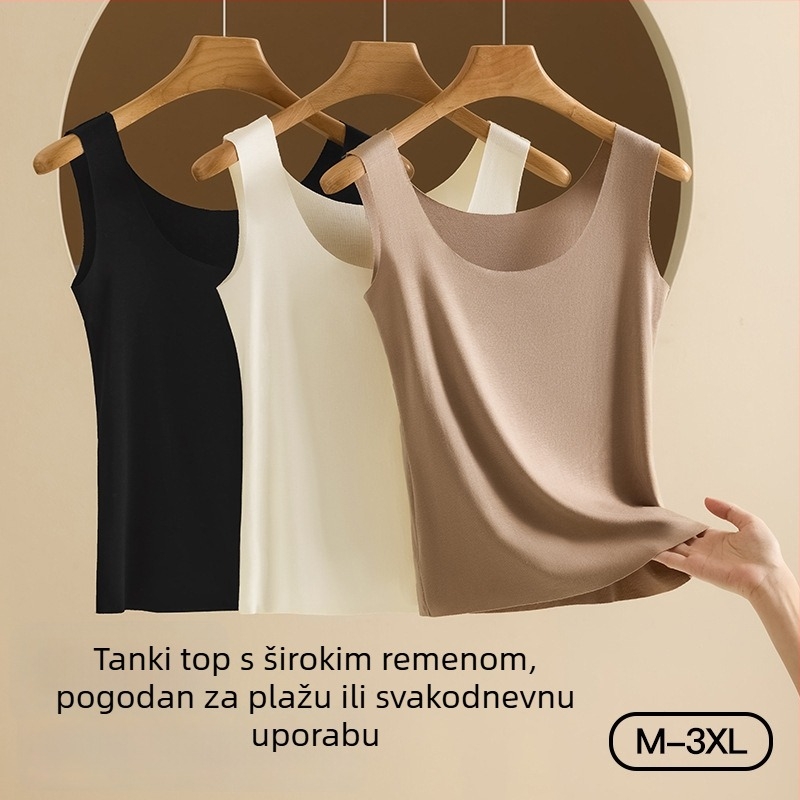 Ljetni Modal bezšivni top za žene, jednostavan osnovni komad, s naramenicama, plus veličina