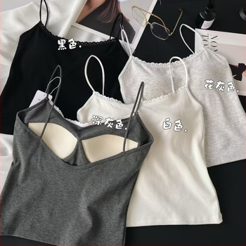 Damski camisole s tankim trakama i ugrađenim jastučićima za grudi, leđa u V izrezu, svestran gornji dio za slojevito odijevanje
