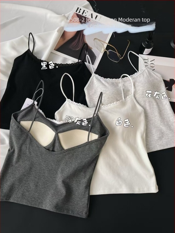 Damski camisole s tankim trakama i ugrađenim jastučićima za grudi, leđa u V izrezu, svestran gornji dio za slojevito odijevanje