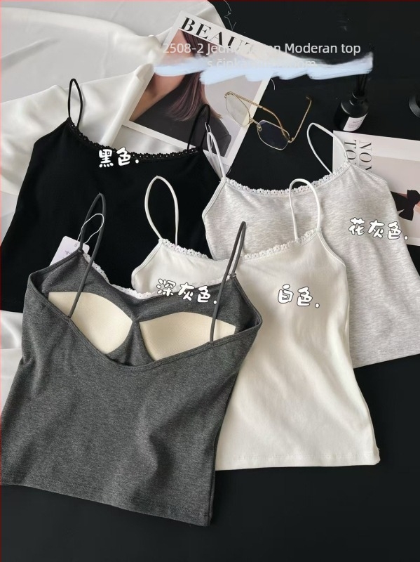 Damski camisole s tankim trakama i ugrađenim jastučićima za grudi, leđa u V izrezu, svestran gornji dio za slojevito odijevanje