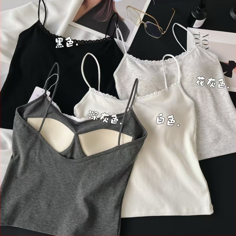 Damski camisole s tankim trakama i ugrađenim jastučićima za grudi, leđa u V izrezu, svestran gornji dio za slojevito odijevanje