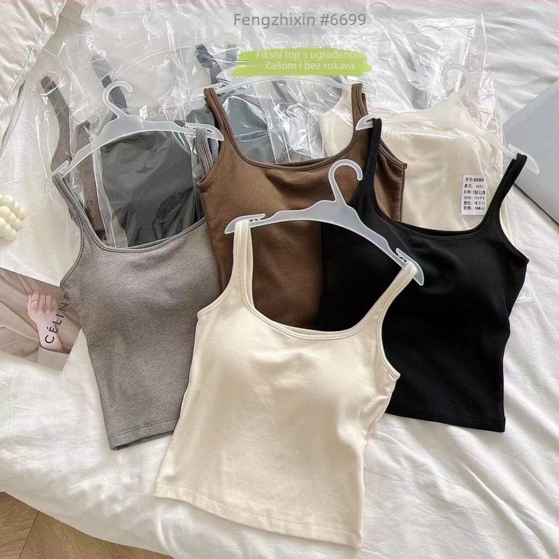 Kamisola s kvadratnim ovratnikom, ugrađene košarice, sling remen, visoka elastičnost, pamučna podstava, rayon 70–80%, težina 161–180 g/m²