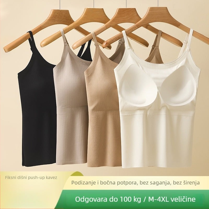 Ženski kamizol od ledene svile s ugrađenom jastučićem za dojke, najlon materijal, okrugli izrez, za sve sezone