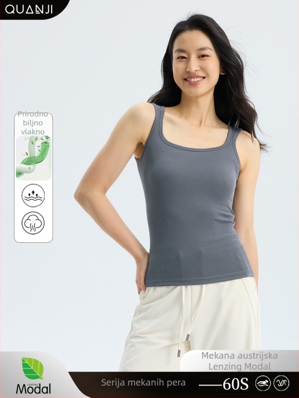 Ženski potkošulja Camisole s I-oblikom siluete, ljeto 2025; Materijal: U card silk; Glavni materijal: Modal fiber; Sadržaj glavnog materijala: 50–70%; Duljina: 50–65 cm
